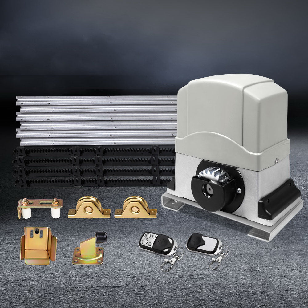LockMaster Electric Sliding Gate Opener 1200KG Auto Remote Hardware Kit Rail 4M GO-DSR1200-SV-RX2