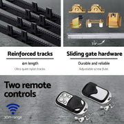 LockMaster Electric Sliding Gate Opener 1200KG Auto Remote Hardware Kit Rail 4M GO-DSR1200-SV-RX2