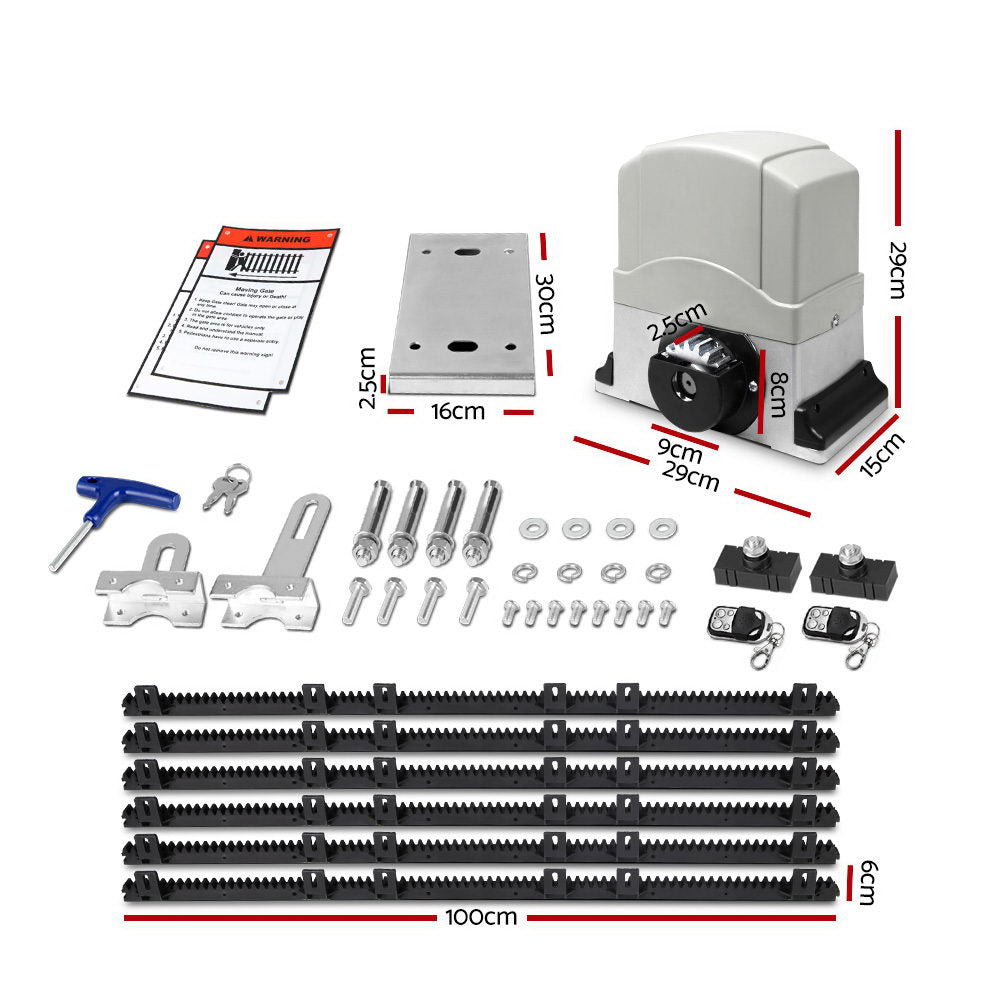 LockMaster Electric Sliding Gate Opener 1200KG 6M GO-DSR1200-SV-RX3