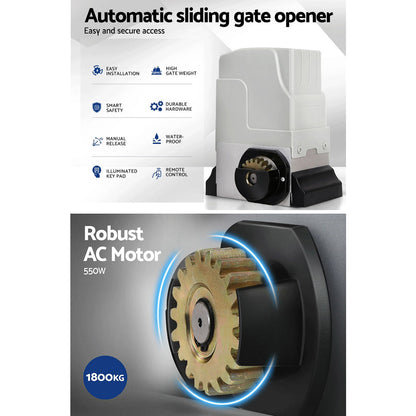 LockMaster Electric Sliding Gate Opener 1800KG Keypad 6M Rail GO-DSR1800-SV-172-RX3
