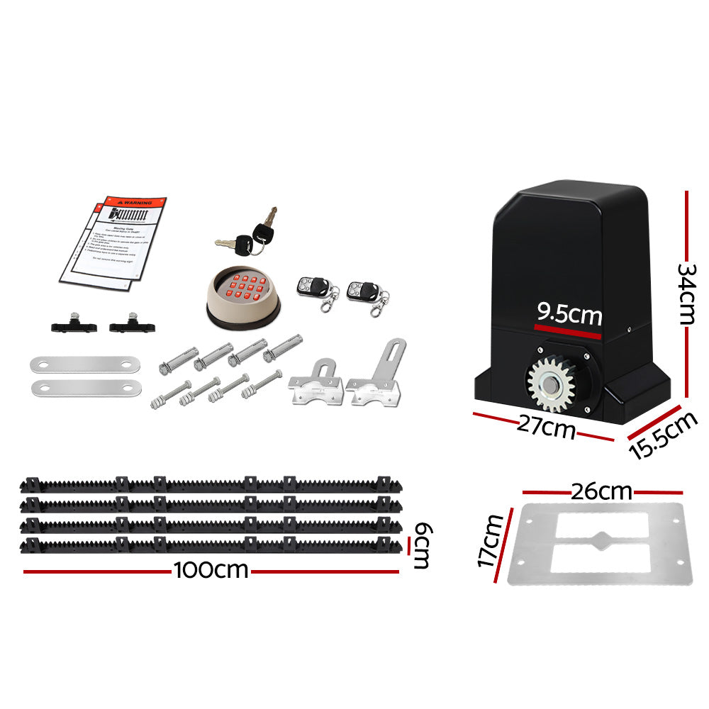 LockMaster Automatic Sliding Gate Opener Kit Keypad 4M 1000KG GO-SGO-DSR1000-AC-172-RX2