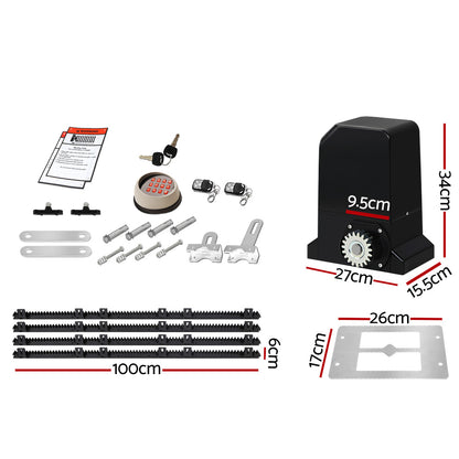 LockMaster Automatic Sliding Gate Opener Kit Keypad 4M 1000KG GO-SGO-DSR1000-AC-172-RX2