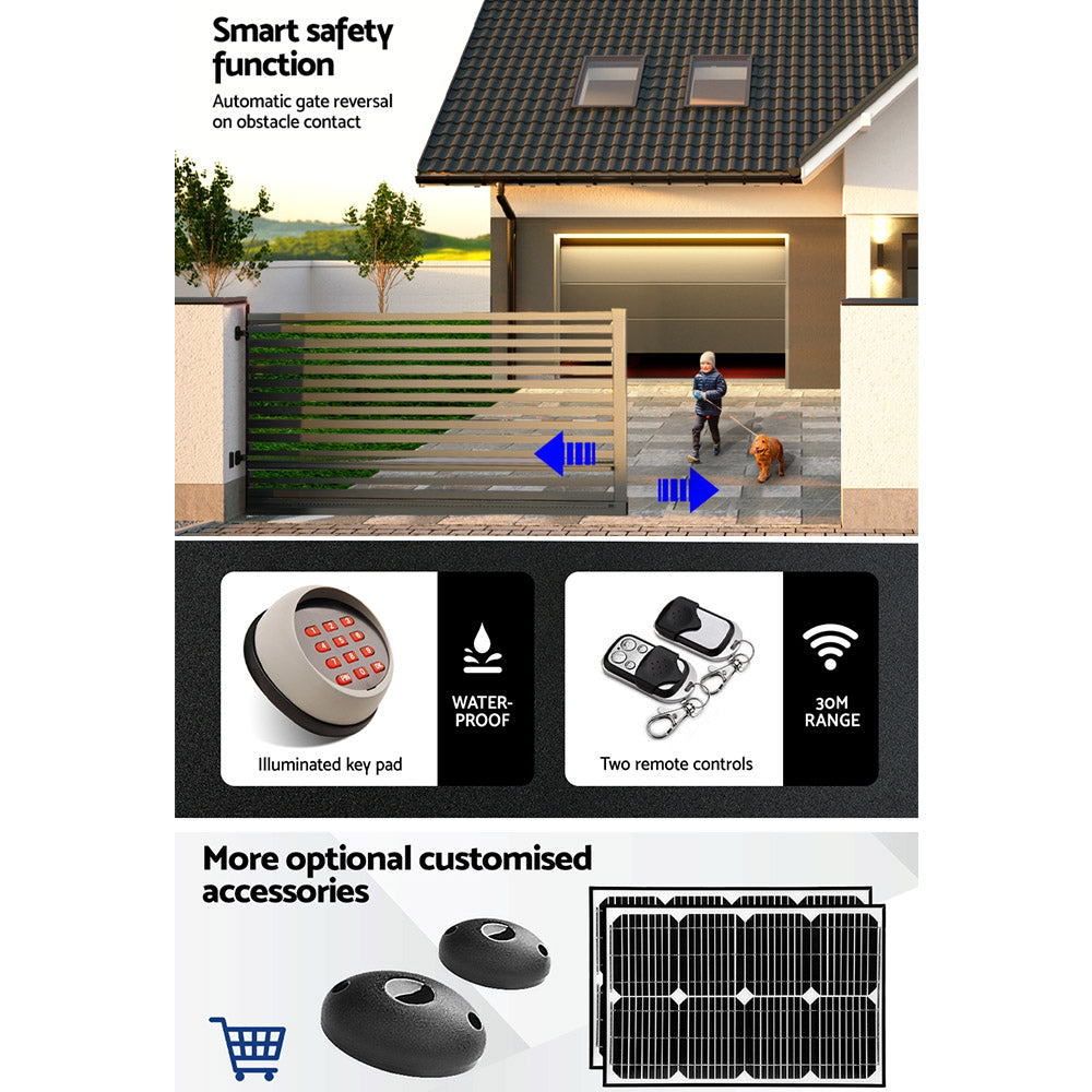 LockMaster Automatic Sliding Gate Opener Kit Keypad 4M 1000KG GO-SGO-DSR1000-AC-172-RX2