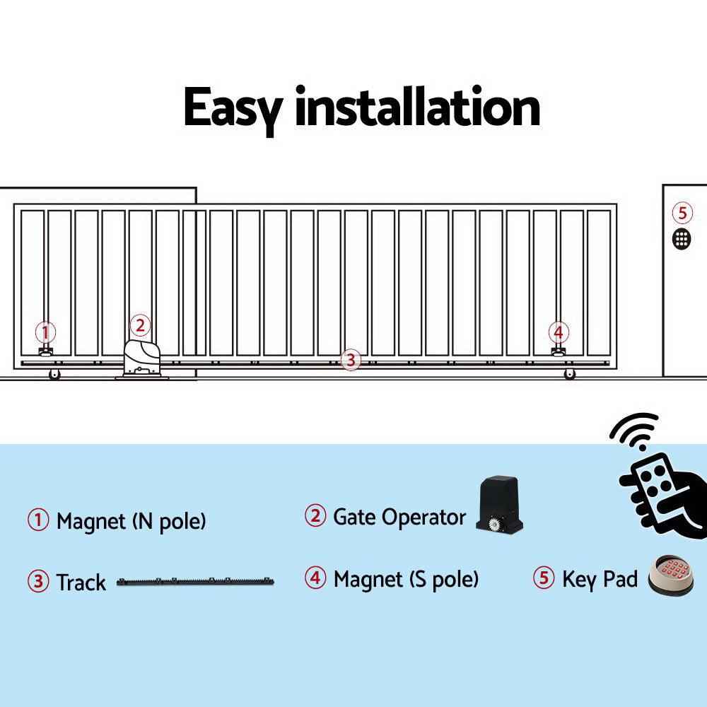 LockMaster Automatic Sliding Gate Opener Kit Keypad 4M 1000KG GO-SGO-DSR1000-AC-172-RX2