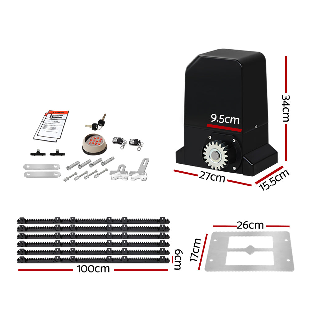 LockMaster Automatic Sliding Gate Opener Kit Keypad 6M 1000KG GO-SGO-DSR1000-AC-172-RX3