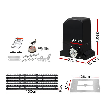 LockMaster Automatic Sliding Gate Opener Kit Keypad 6M 1000KG GO-SGO-DSR1000-AC-172-RX3