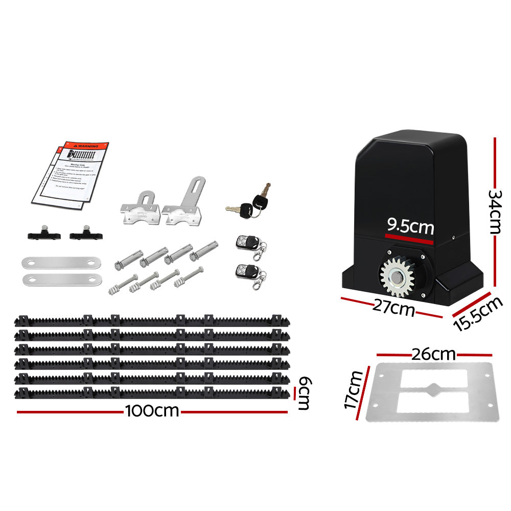 LockMaster Automatic Sliding Gate Opener Kit 6M 1000KG GO-SGO-DSR1000-AC-RAILX3