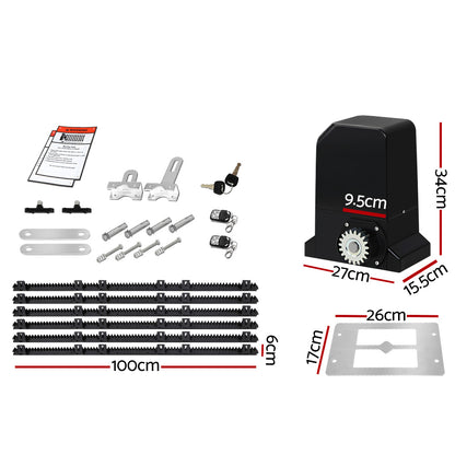LockMaster Automatic Sliding Gate Opener Kit 6M 1000KG GO-SGO-DSR1000-AC-RAILX3