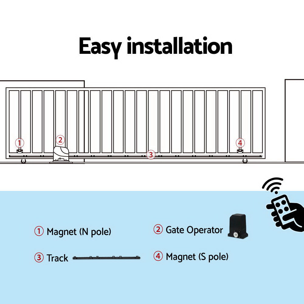 LockMaster Automatic Sliding Gate Opener Kit 6M 1000KG GO-SGO-DSR1000-AC-RAILX3
