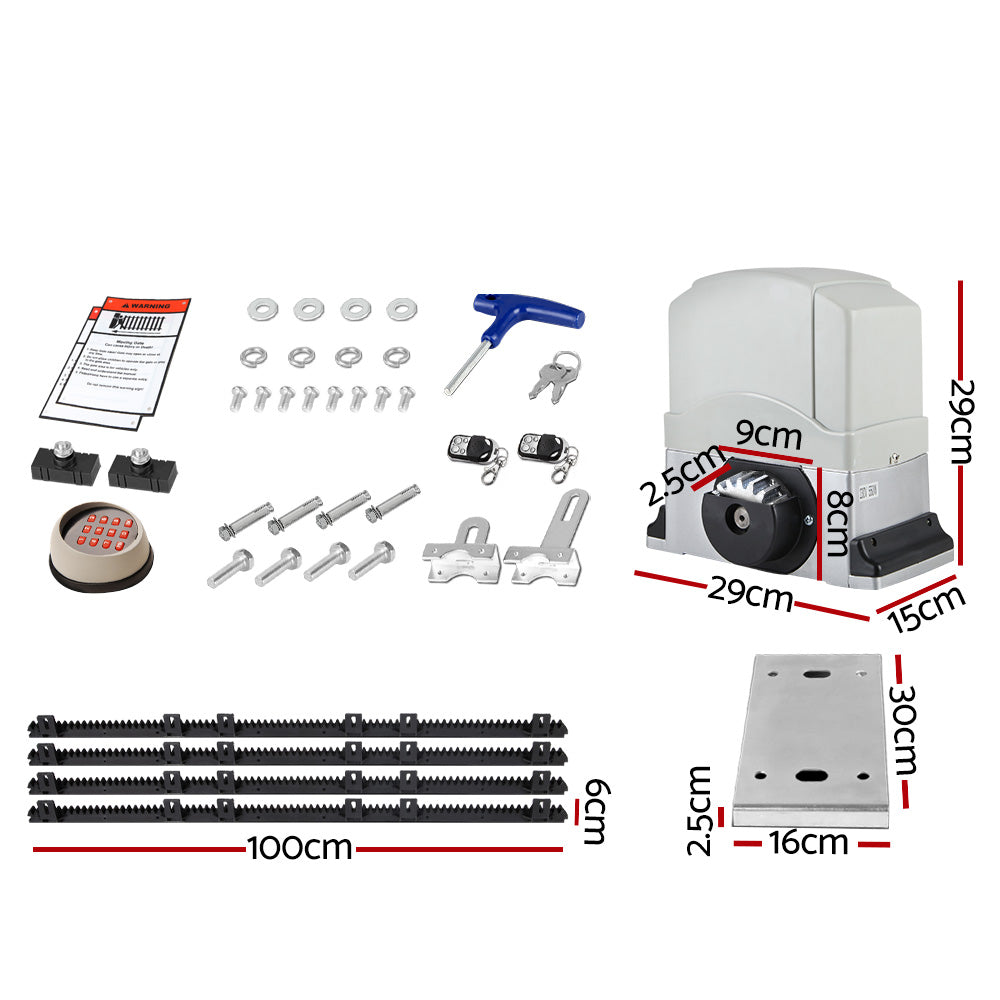 LockMaster Automatic Sliding Gate Opener Kit Keypad 4M 1200KG GO-SGO-DSR1200-AC-172-RX2