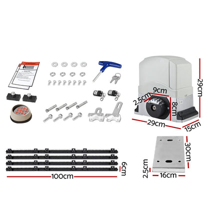 LockMaster Automatic Sliding Gate Opener Kit Keypad 4M 1200KG GO-SGO-DSR1200-AC-172-RX2