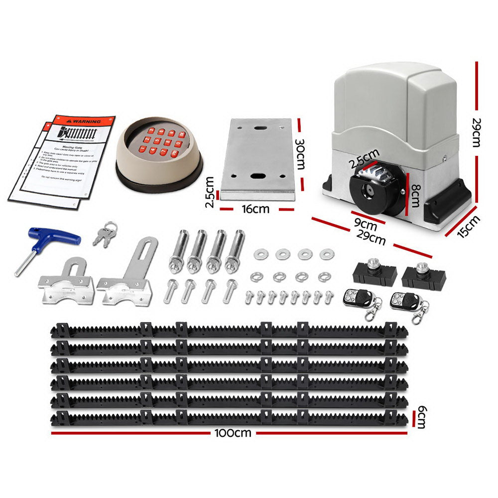 LockMaster Automatic Sliding Gate Opener Kit Keypad 6M 1200KG GO-SGO-DSR1200-AC-172-RX3