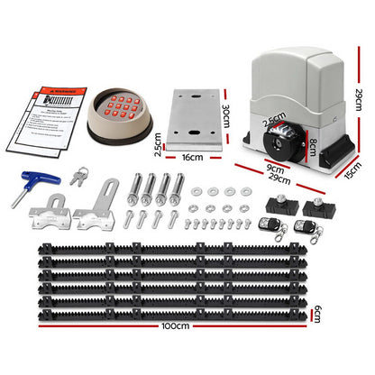 LockMaster Automatic Sliding Gate Opener Kit Keypad 6M 1200KG GO-SGO-DSR1200-AC-172-RX3