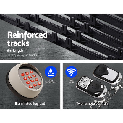 LockMaster Automatic Sliding Gate Opener Kit Keypad 6M 1200KG GO-SGO-DSR1200-AC-172-RX3