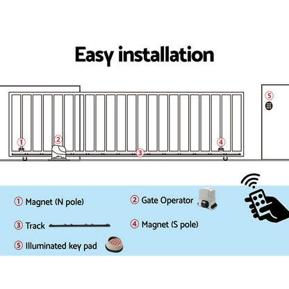 LockMaster Automatic Sliding Gate Opener Kit Keypad 6M 1200KG