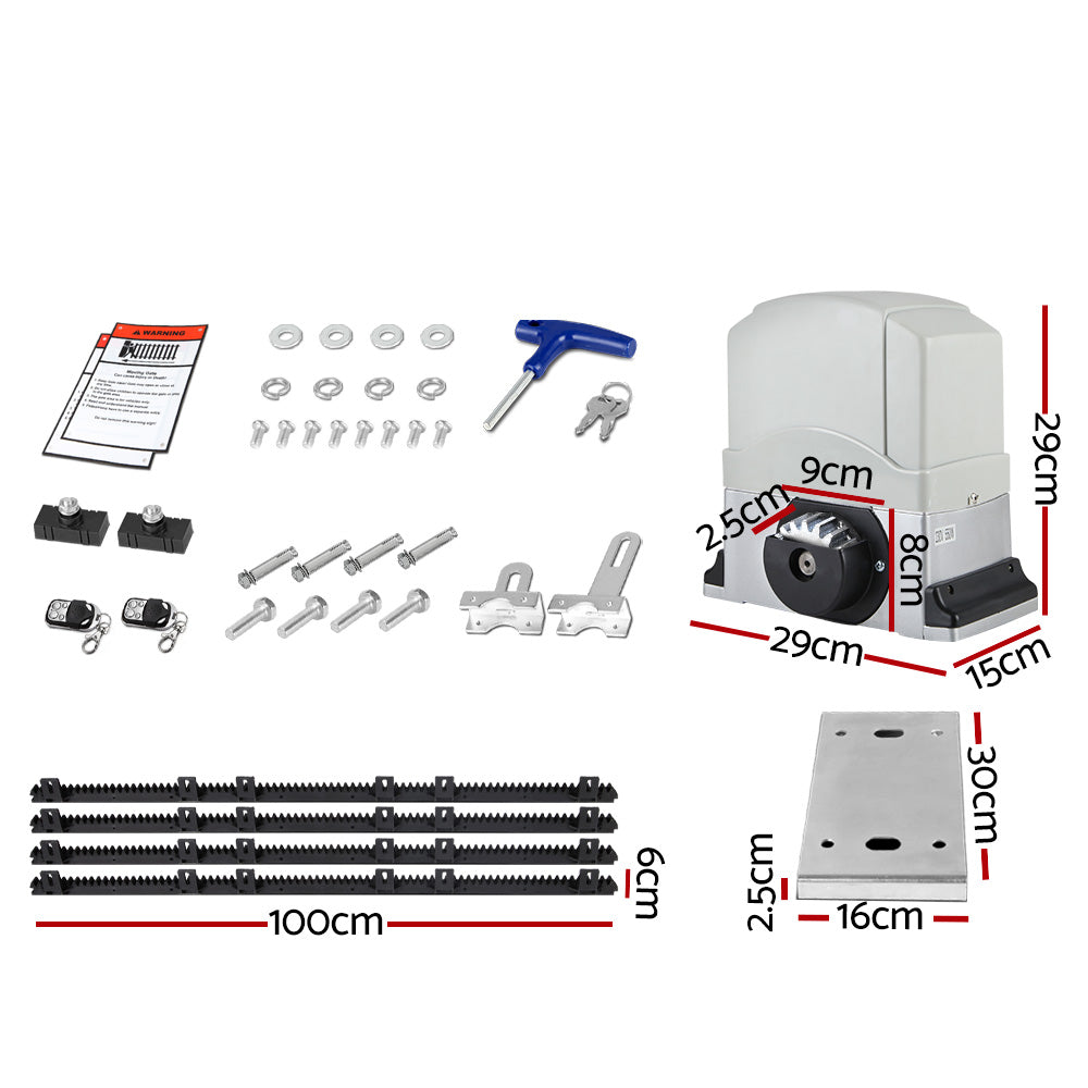LockMaster Automatic Sliding Gate Opener Kit 4M 1200KG GO-SGO-DSR1200-AC-RAILX2