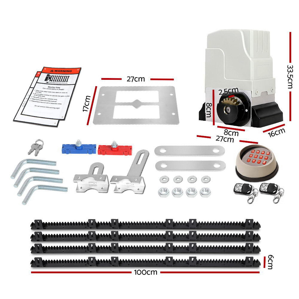 LockMaster Automatic Sliding Gate Opener Kit Keypad 4M 1800KG GO-SGO-DSR1800-AC-172-RX2