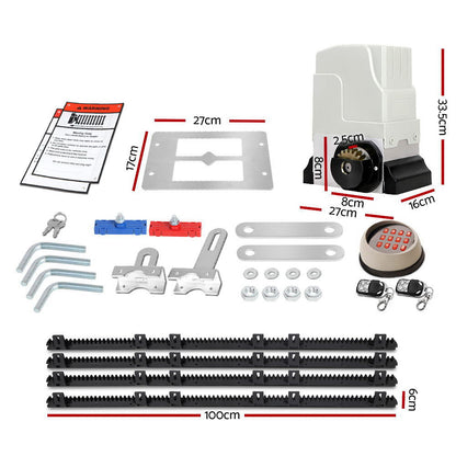 LockMaster Automatic Sliding Gate Opener Kit Keypad 4M 1800KG GO-SGO-DSR1800-AC-172-RX2