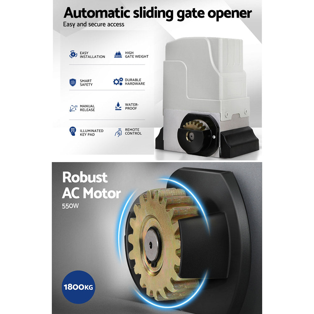 LockMaster Automatic Sliding Gate Opener Kit Keypad 6M 1800KG GO-SGO-DSR1800-AC-172-RX3