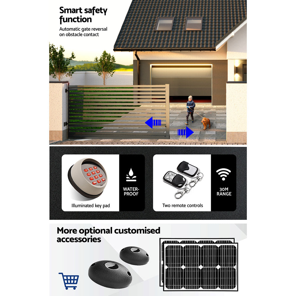 LockMaster Automatic Sliding Gate Opener Kit Keypad 6M 1800KG GO-SGO-DSR1800-AC-172-RX3