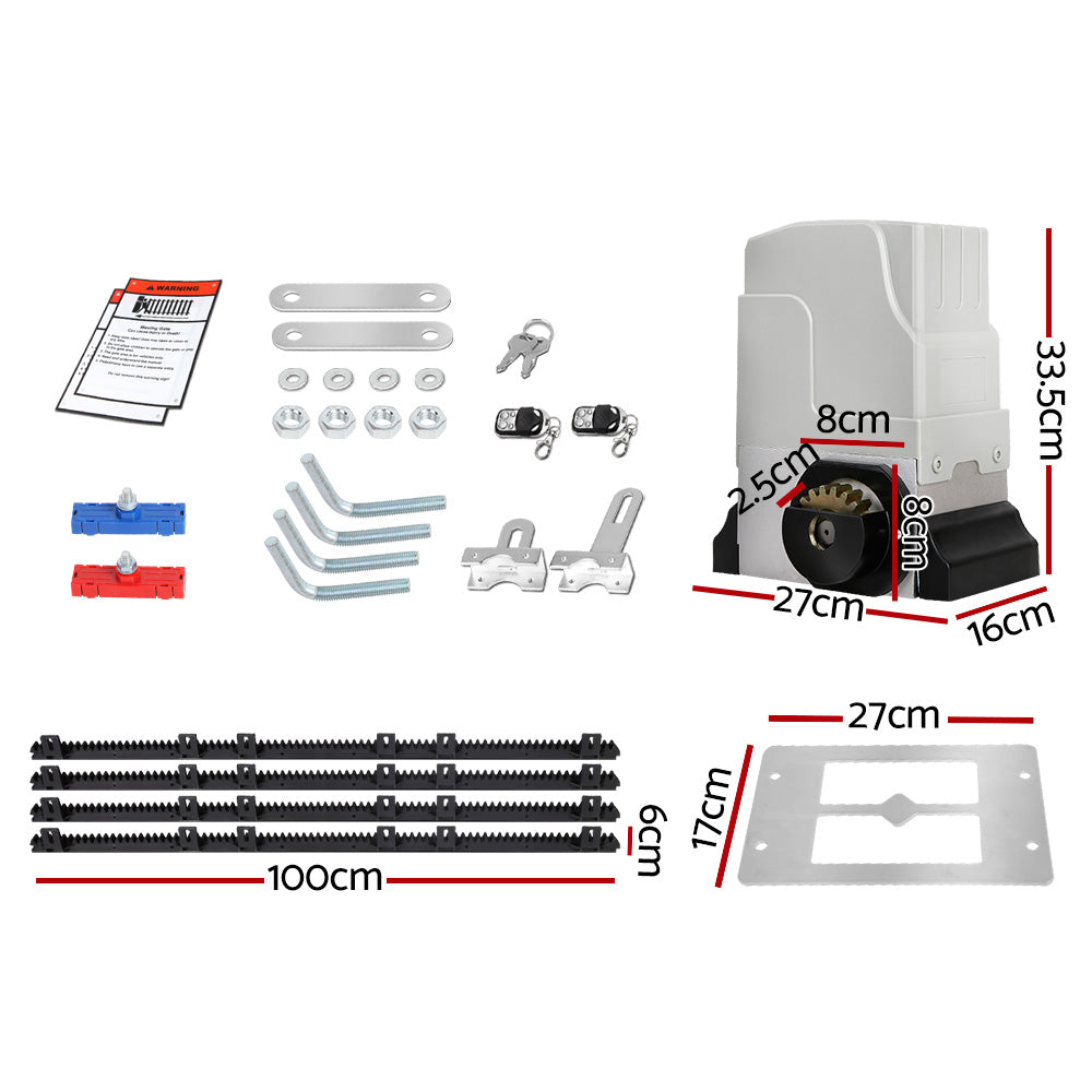 LockMaster Automatic Sliding Gate Opener Kit 4M 1800KG GO-SGO-DSR1800-AC-RAILX2