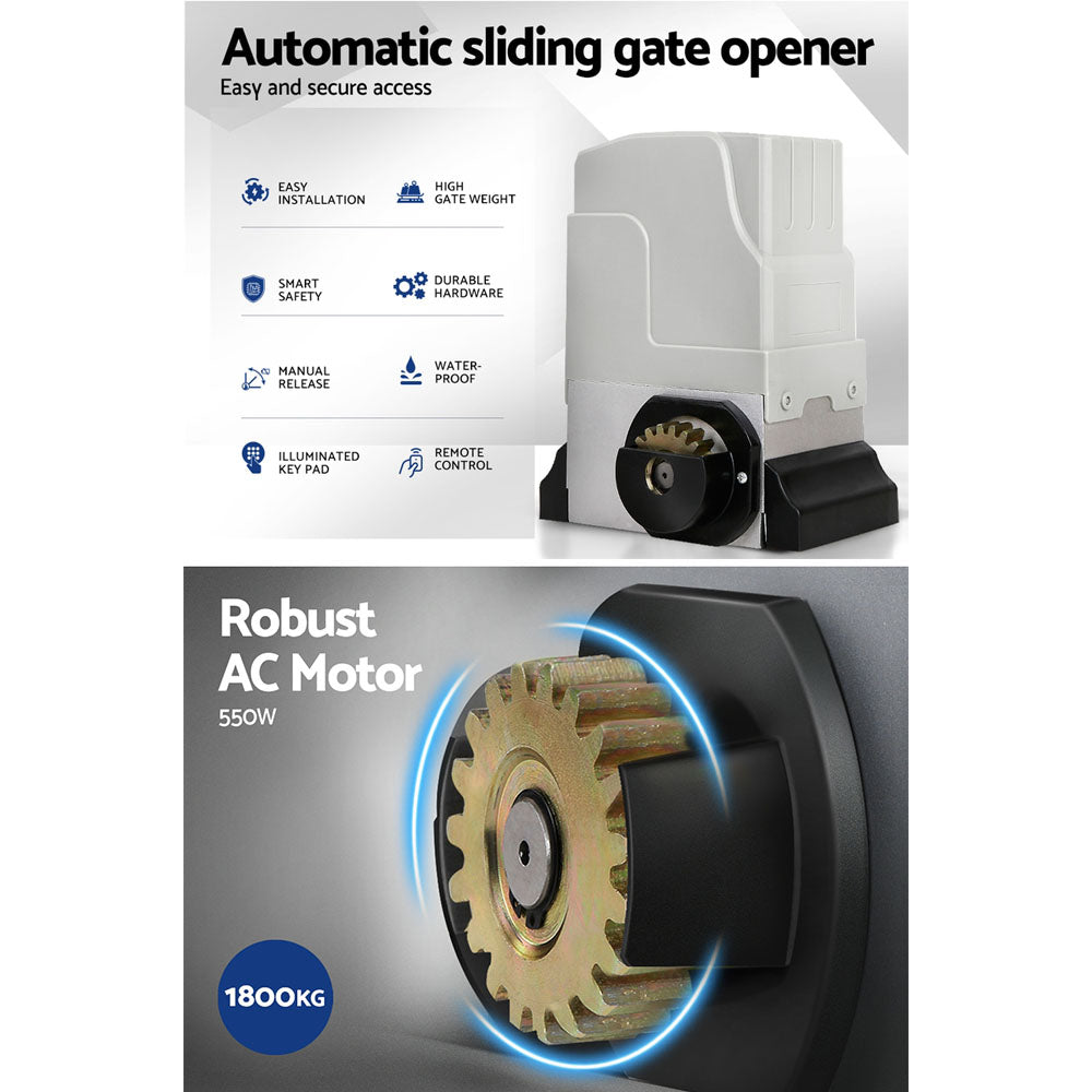 LockMaster Automatic Sliding Gate Opener Kit 4M 1800KG GO-SGO-DSR1800-AC-RAILX2