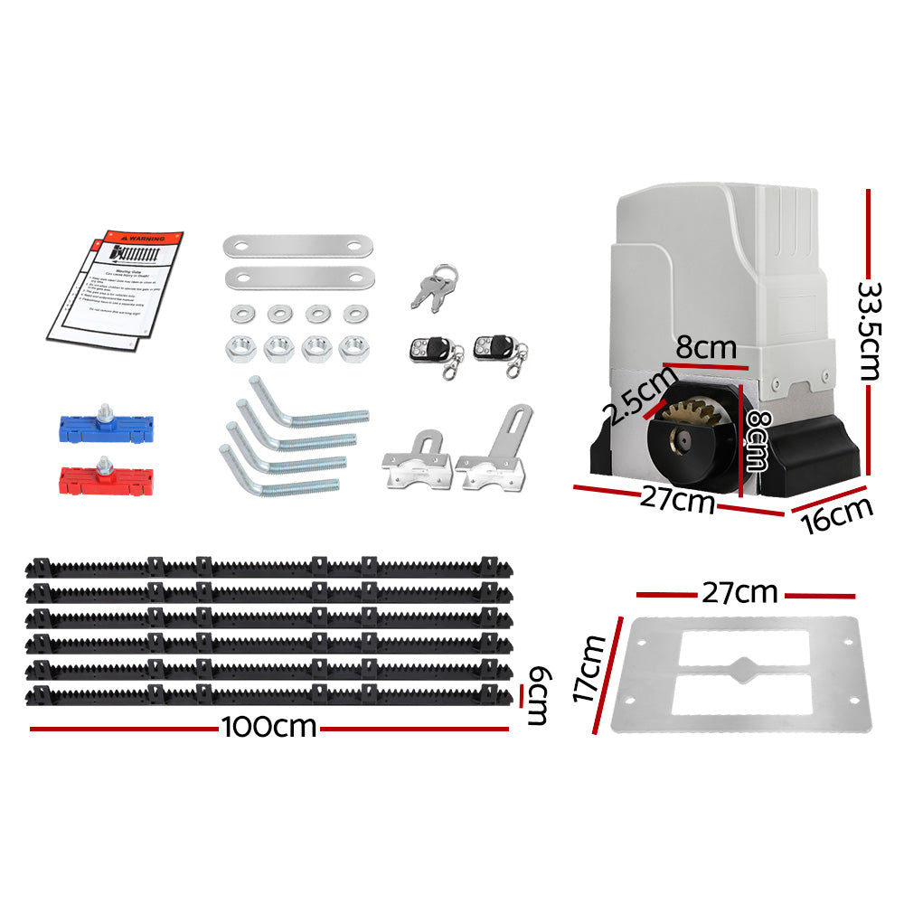 LockMaster Automatic Sliding Gate Opener Kit 6M 1800KG GO-SGO-DSR1800-AC-RAILX3