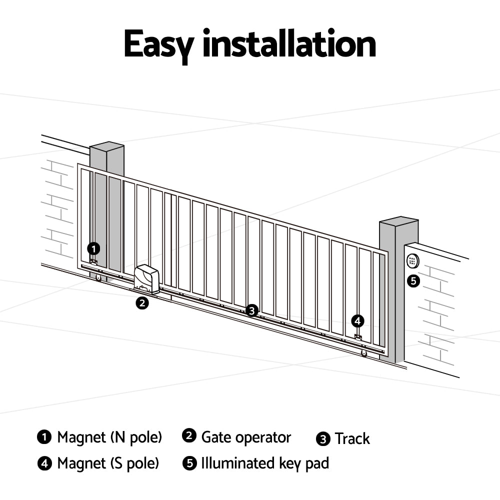 LockMaster Electric Sliding Gate Opener 800KG Keypad 4M GO-SGO-DSR800-SV-172-RX2