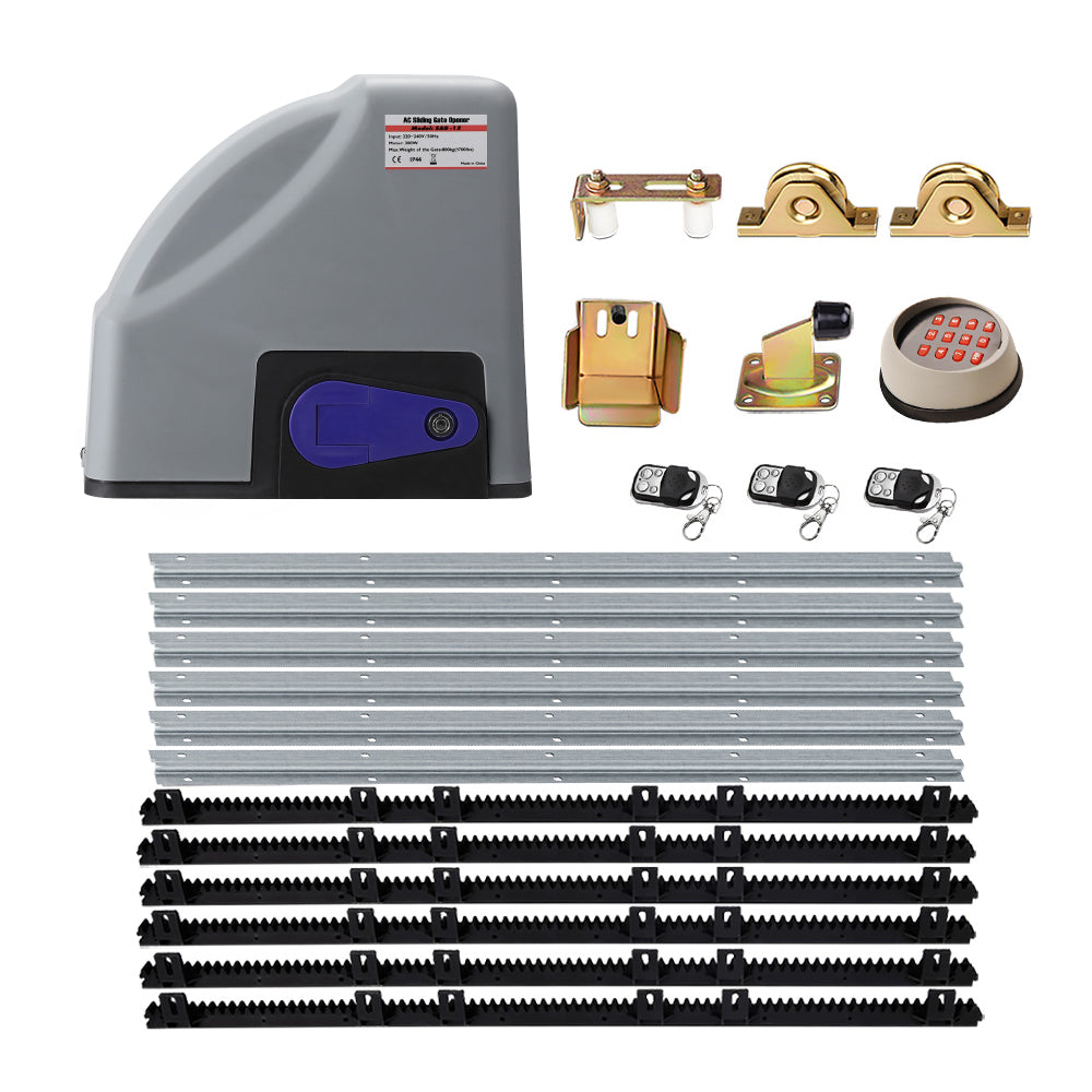 LockMaster Electric Sliding Gate Opener 800KG 6M Hardware Kit GO-SGO-DSR800-SV-172-RX3