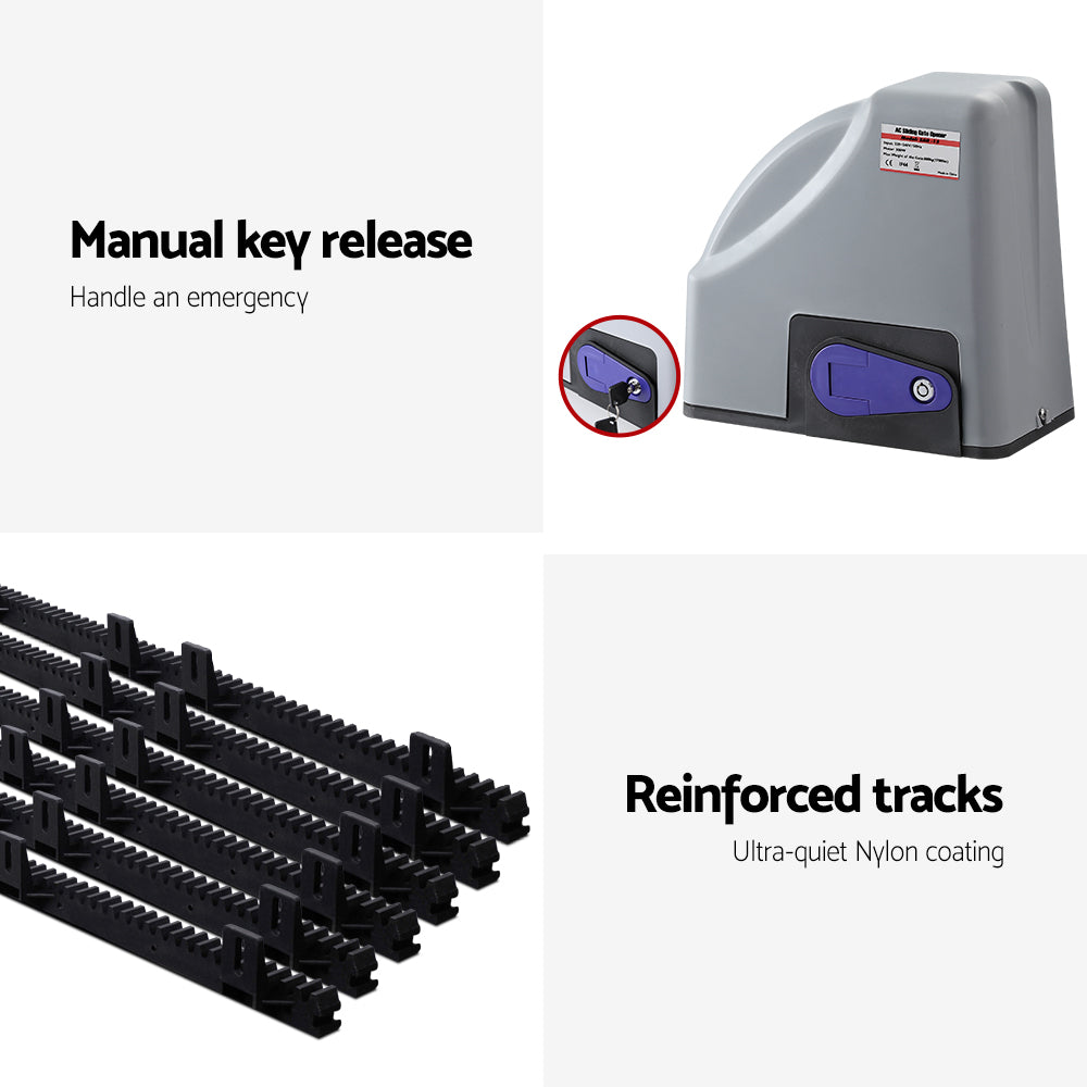 LockMaster Electric Sliding Gate Opener 800KG 6M Hardware Kit GO-SGO-DSR800-SV-172-RX3