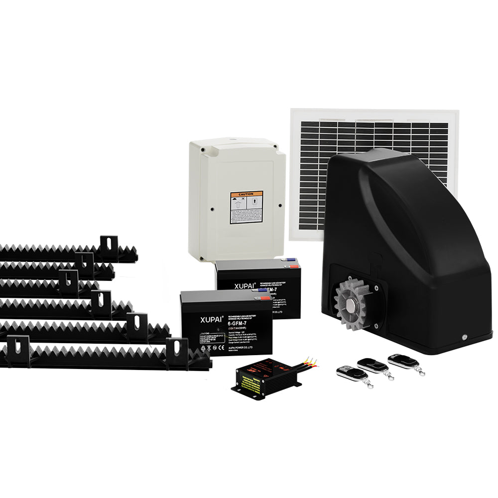 LockMaster Automatic Sliding Gate Opener Kit 10W Solar 6M 600KG GO-SLIDE-M01-10W-RAILX3