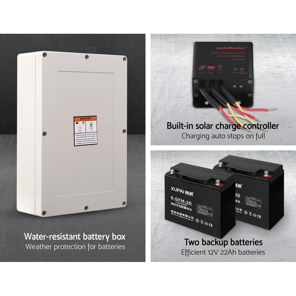 LockMaster Automatic Sliding Gate Opener Kit 40W Solar 6M 600KG