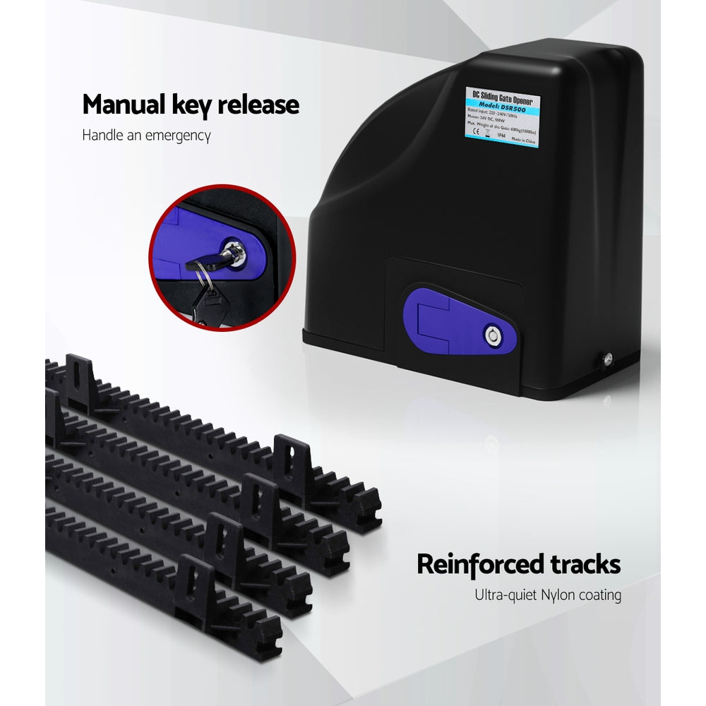 LockMaster Automatic Sliding Gate Opener Kit 4M 600KG GO-SLIDE-M01-RAILX2