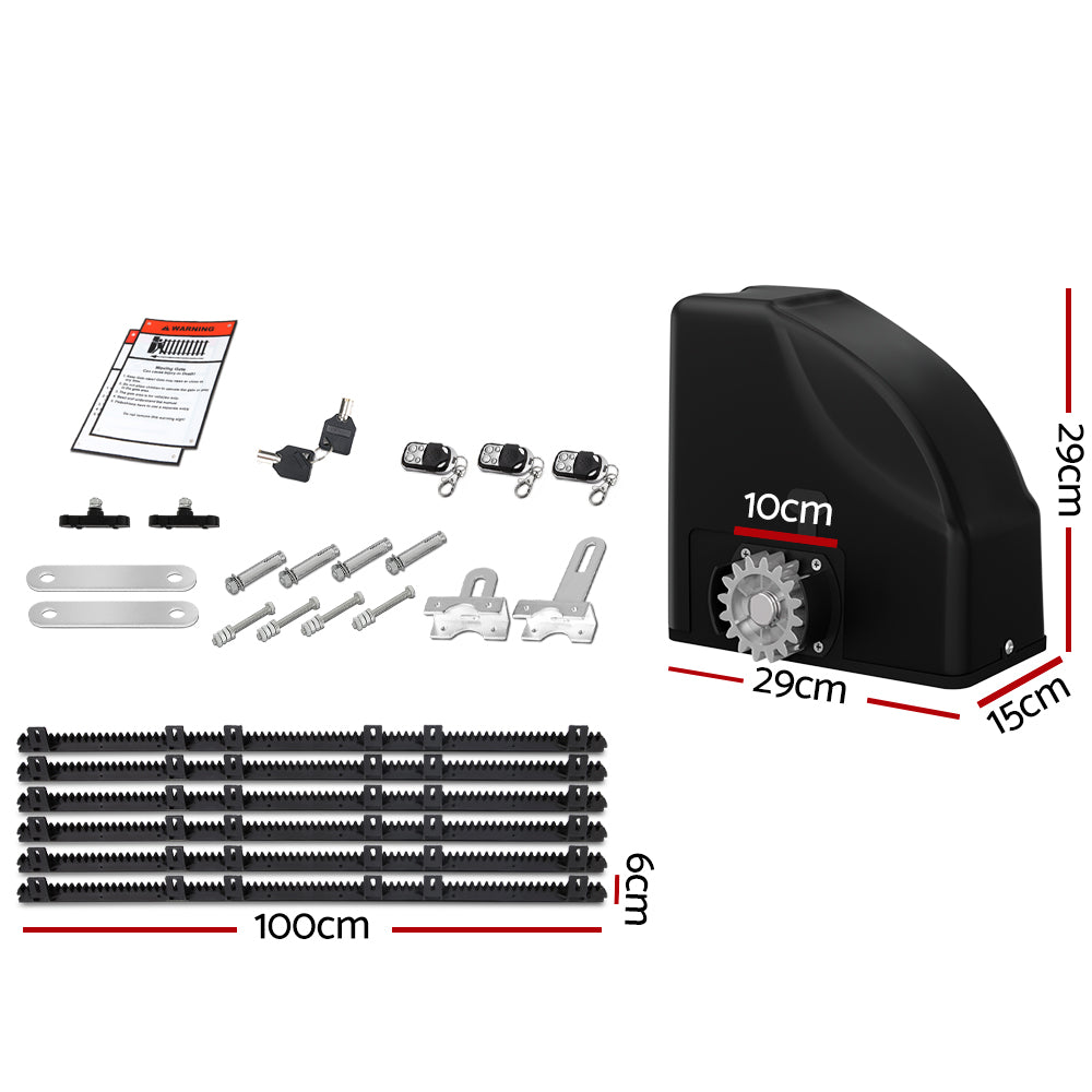 LockMaster Automatic Sliding Gate Opener Kit 6M 600KG GO-SLIDE-M01-RAILX3