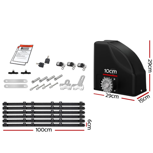 LockMaster Automatic Sliding Gate Opener Kit 6M 600KG GO-SLIDE-M01-RAILX3