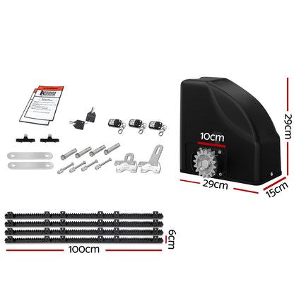 LockMaster Automatic Sliding Gate Opener Kit 10W Solar 4M 600KG GO-SLIDE-M01-SOLAR