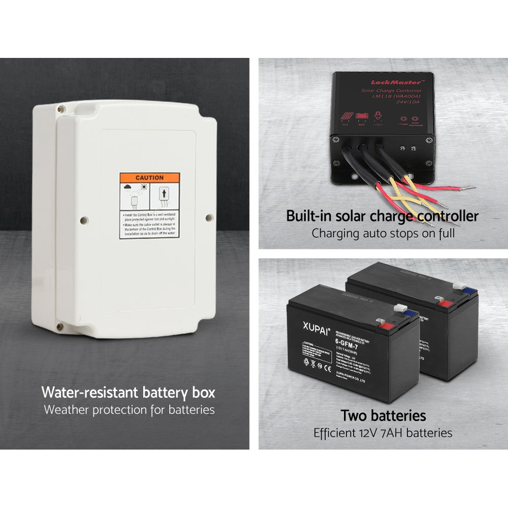 LockMaster Automatic Sliding Gate Opener Kit 10W Solar 4M 600KG