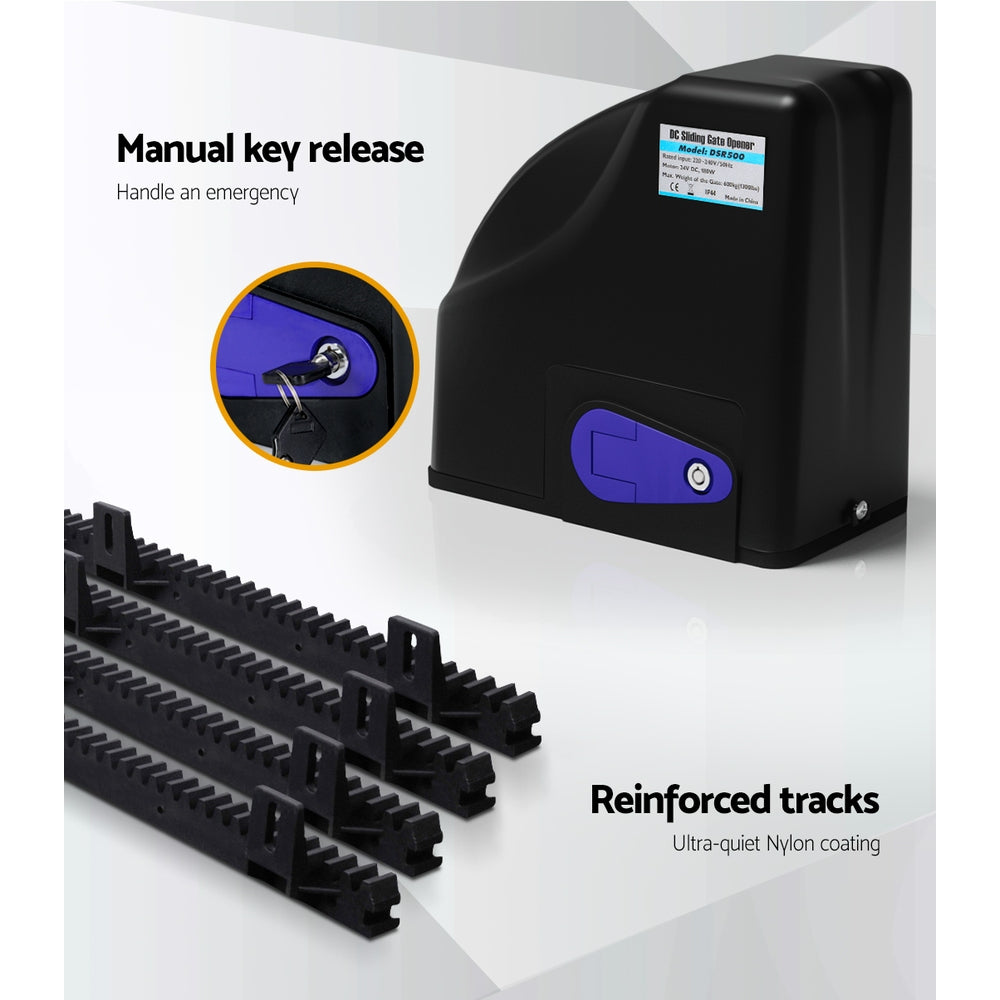 LockMaster Automatic Sliding Gate Opener Kit 10W Solar 4M 600KG GO-SLIDE-M01-SOLAR
