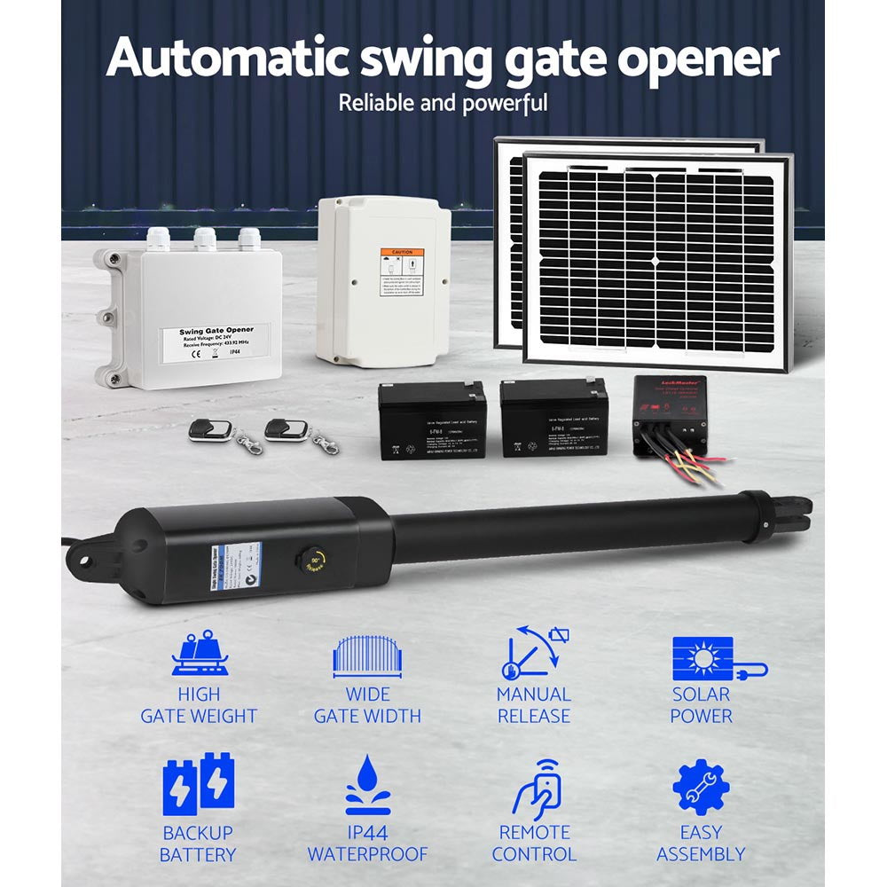 LockMaster Single Swing Gate Opener 500KG 20W Solar Panel GO-SWING-EK700M-20W-SOLAR