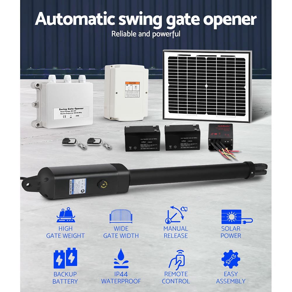 LockMaster Single Swing Gate Opener 500KG 10W Solar Panel GO-SWING-EK700M-SOLAR