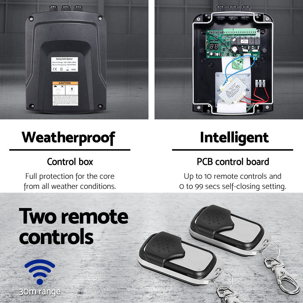LockMaster Swing Gate Opener Auto 10W Solar Power Electric Remote Control 800KG GO-SWING-LM2D-SOLAR
