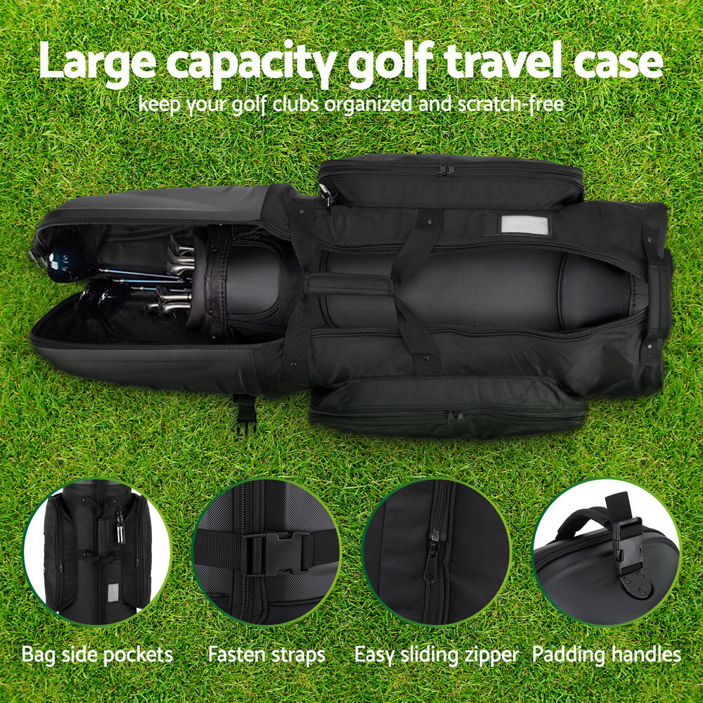 Everfit Golf Travel Bags for Airlines with Wheels Golf Clubs Hard Case Foldable GOLF-A-BAG-WHEEL-BK