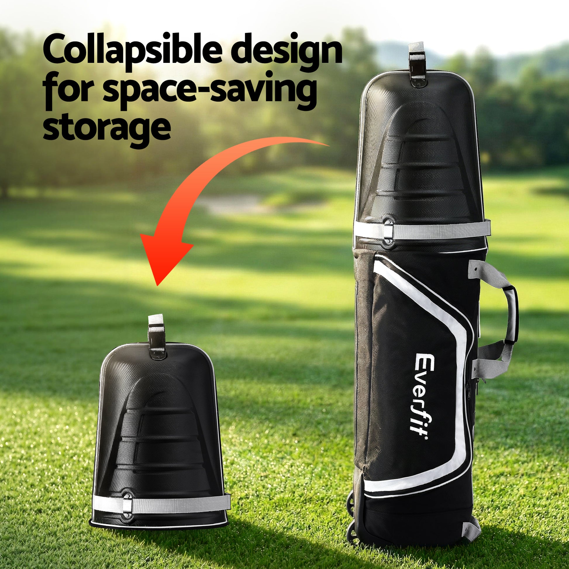 Everfit Golf Travel Bags for Airlines with Wheels Golf Clubs Hard Case Foldable GOLF-A-BAG-WHEEL-GY