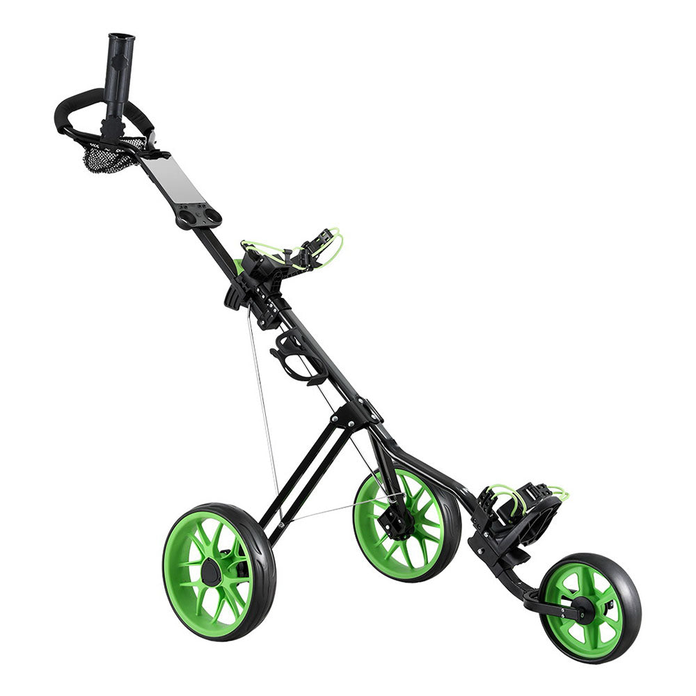 Everfit Golf Buggy Quick Folding Trolley Golf Cart 3 Wheels Height Adjustable GOLF-A-BUGGY-3-GN