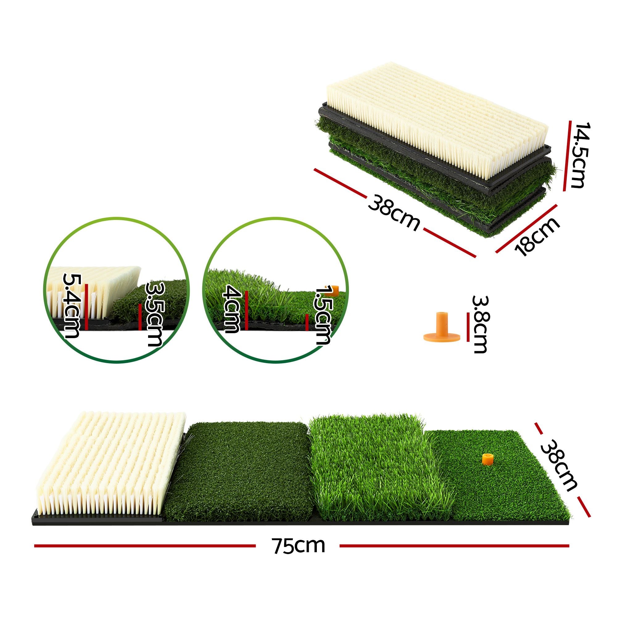 Everfit Golf Hitting Mat Practice Turf 4 in 1 Foldable Training Aid Backyard GOLF-A-MAT-4IN1-GN