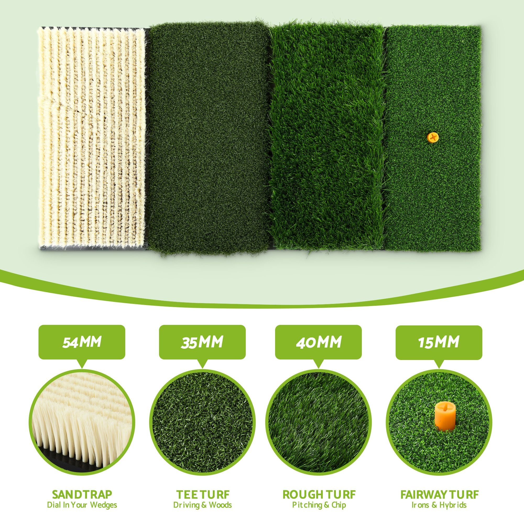 Everfit Golf Hitting Mat Practice Turf 4 in 1 Foldable Training Aid Backyard GOLF-A-MAT-4IN1-GN