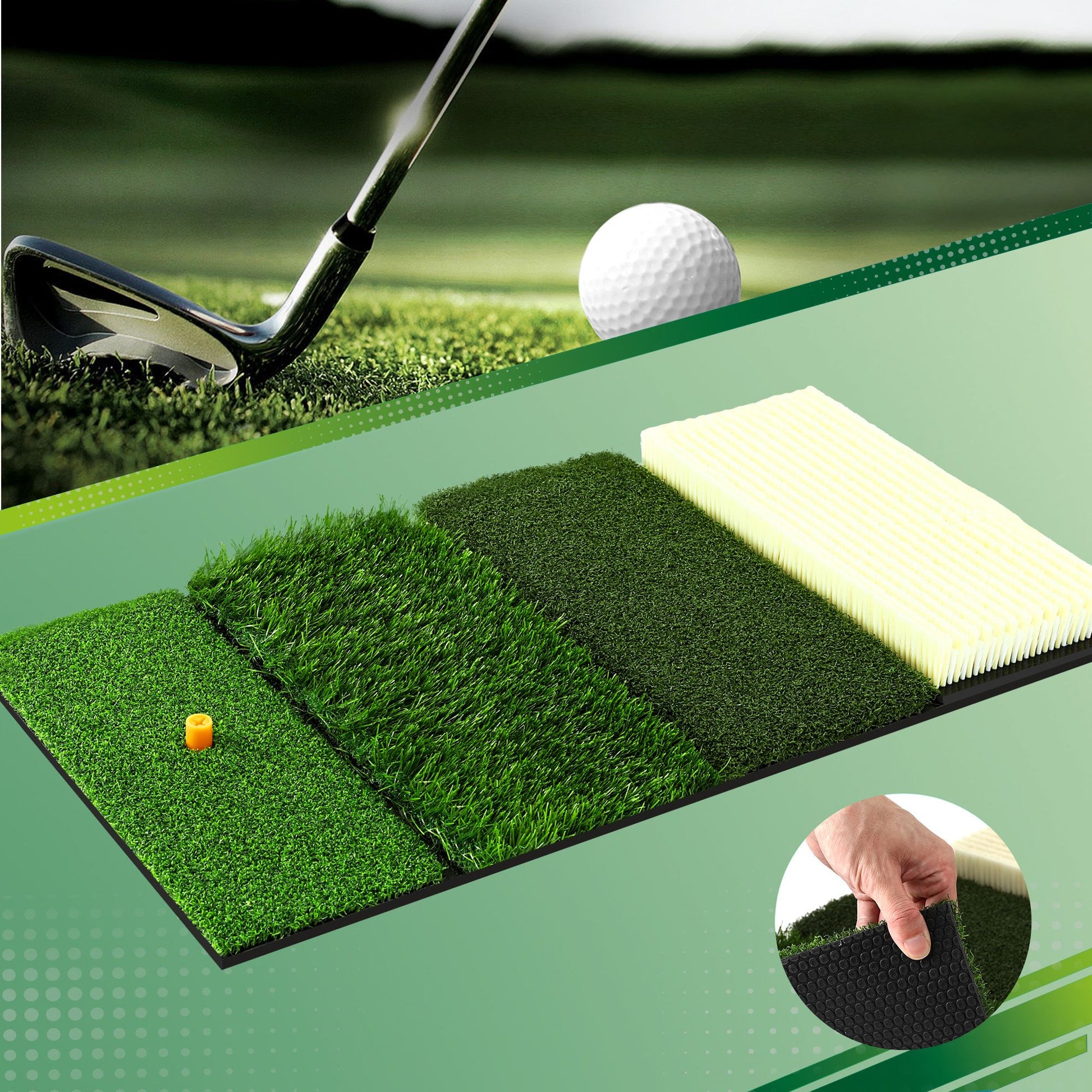 Everfit Golf Hitting Mat Practice Turf 4 in 1 Foldable Training Aid Backyard GOLF-A-MAT-4IN1-GN
