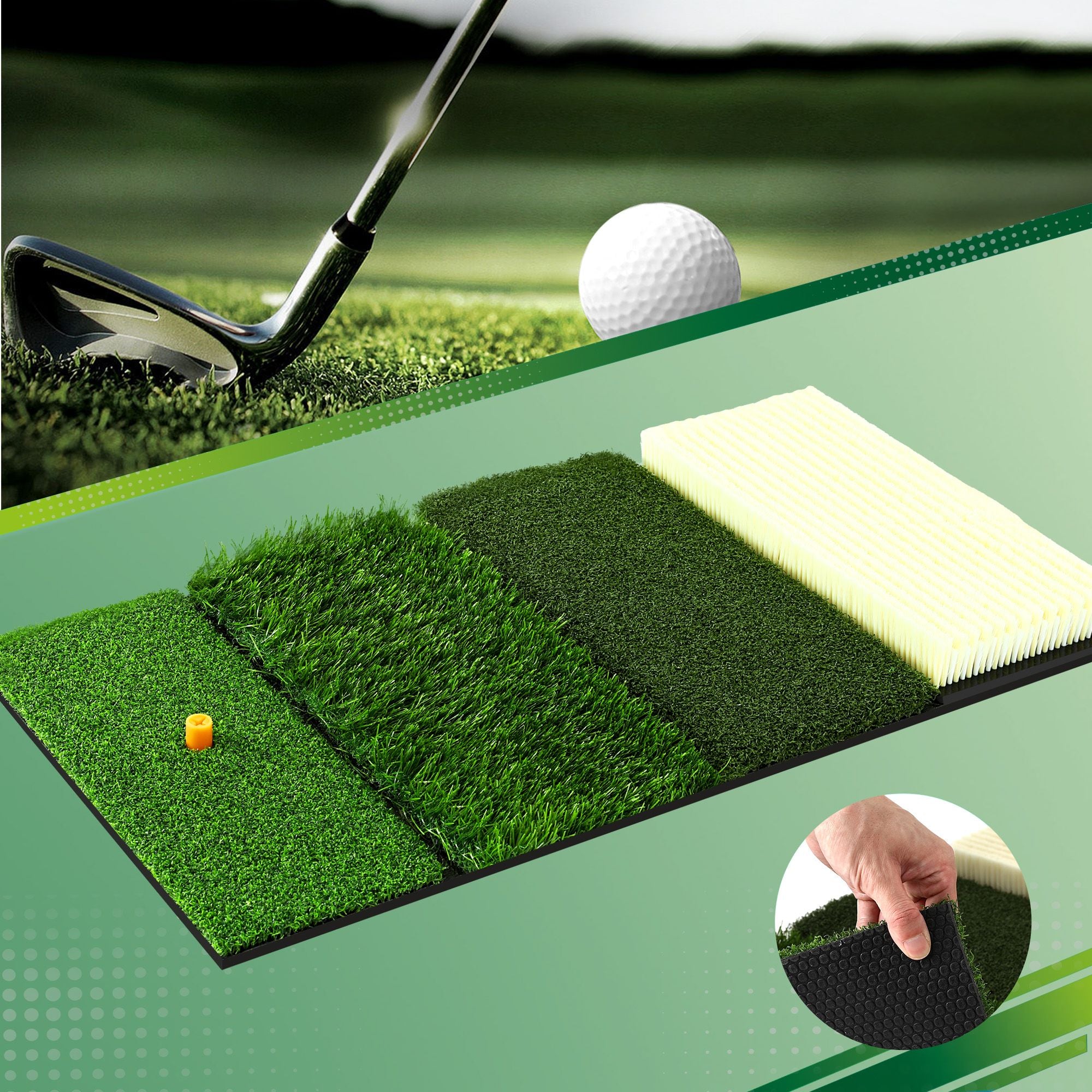 Everfit Golf Hitting Mat Practice Turf 4 in 1 Foldable Training Aid Backyard GOLF-A-MAT-4IN1-GN