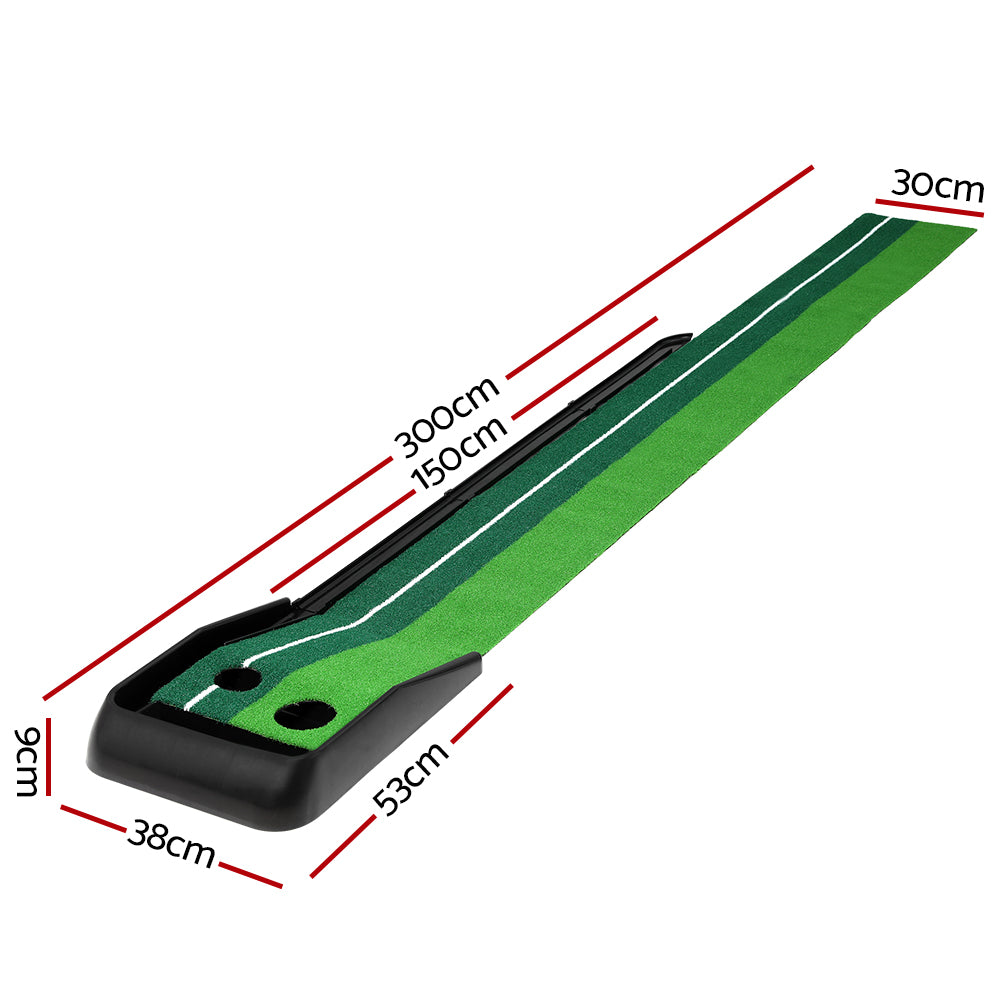 Everfit 3M Golf Putting Practice Mat Auto Return Putter Indoor Outdoor Training GOLF-A-MAT-BK