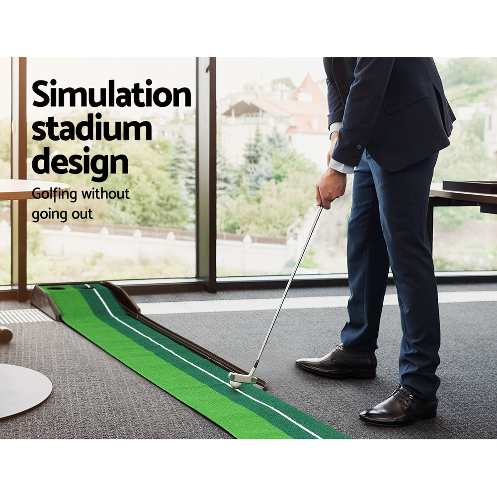 Everfit 3M Golf Putting Practice Mat Auto Return Putter Indoor Outdoor Training GOLF-A-MAT-BK